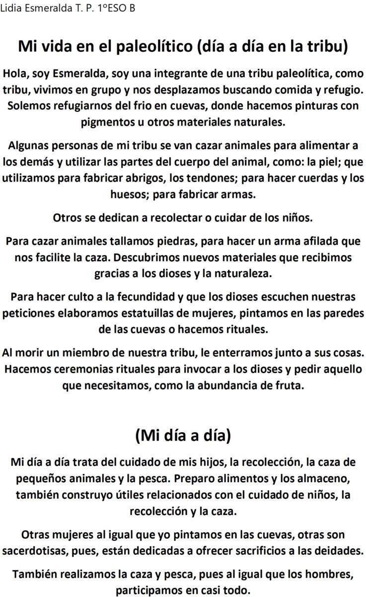 Mi día a día en el paleolítico Esmeralda
